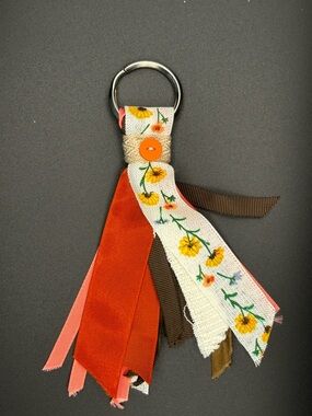 Floral Ribbon Keyring Charm in Orange, Yellow, Brown, Pink